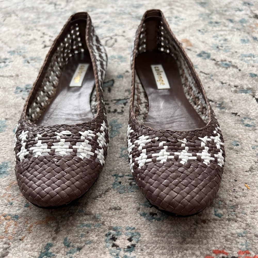 Woven ballet style shoes in color pewter US size 8 euro size 39 in excellentcond
